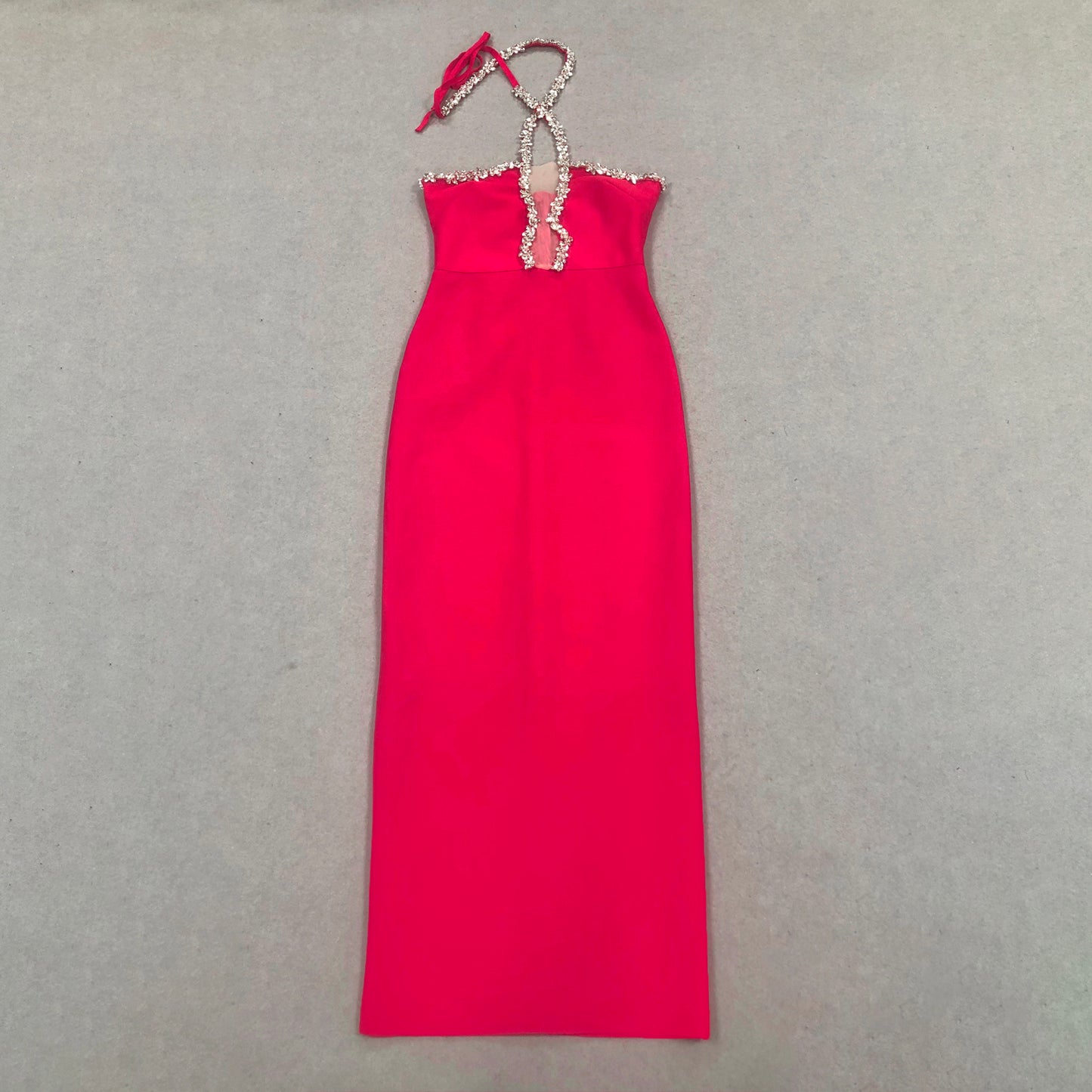 Halter Crystal Maxi Dress