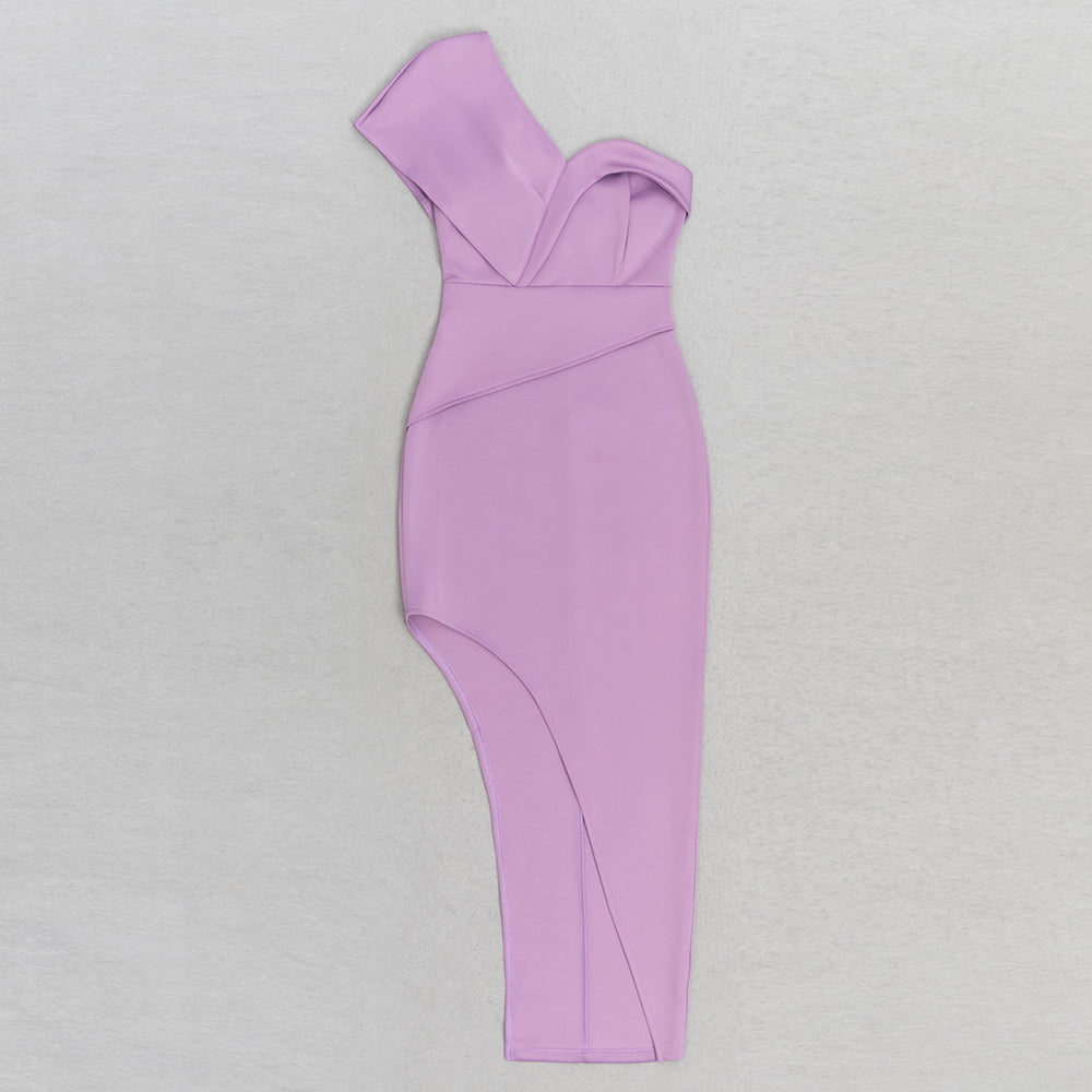 One Shoulder Midi Dress Purple HV9801