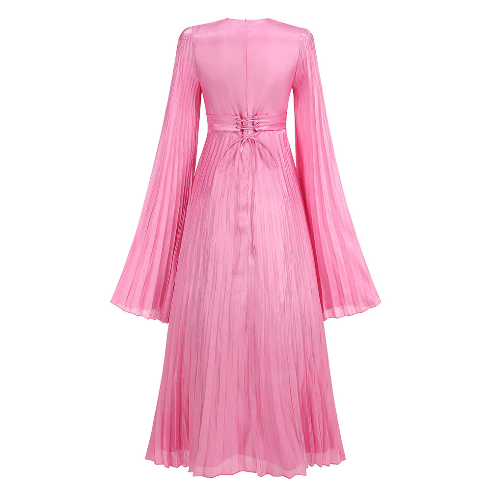 Long Sleeve Pleated Maxi Dress