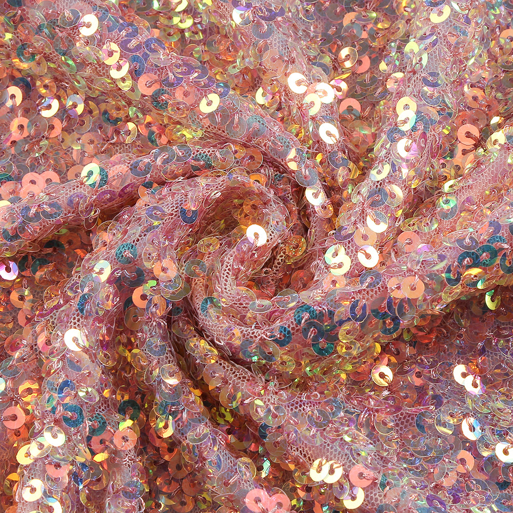 Feather Detail Sequin Midi Dress Pink White