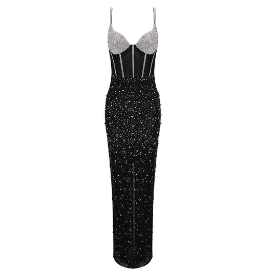 Crystal Sparkly Corset Maxi Dress HV1439
