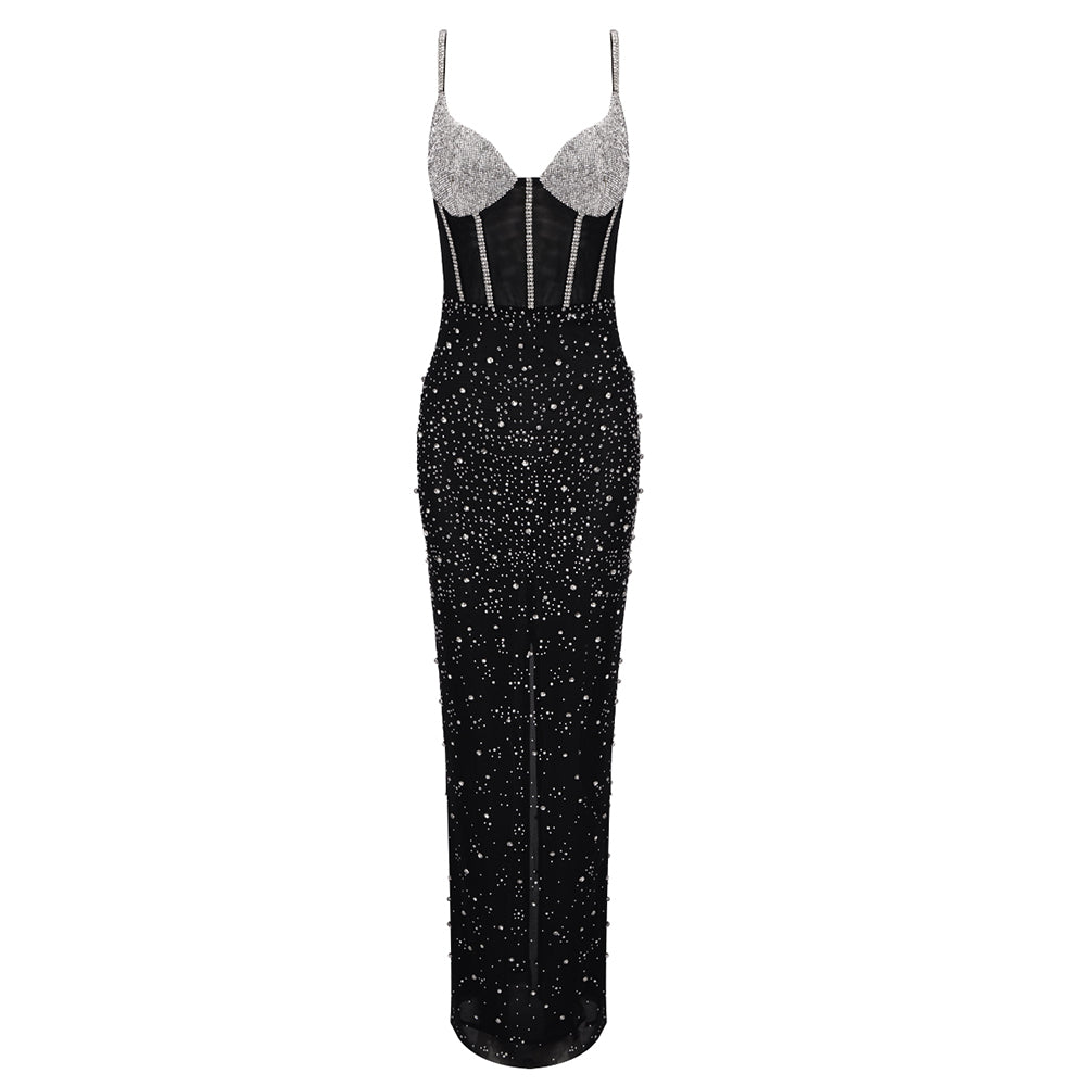 Crystal Sparkly Corset Maxi Dress HV1439