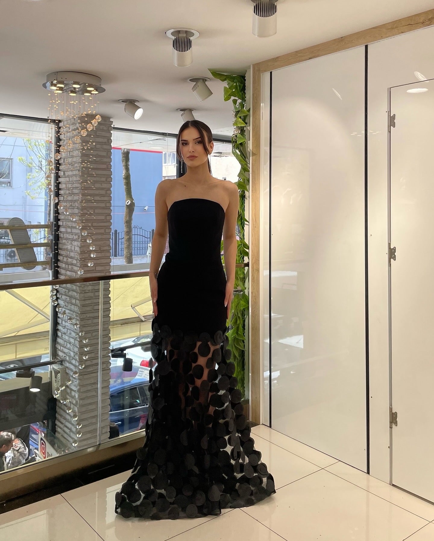 Strapless A Line Maxi Dress Black