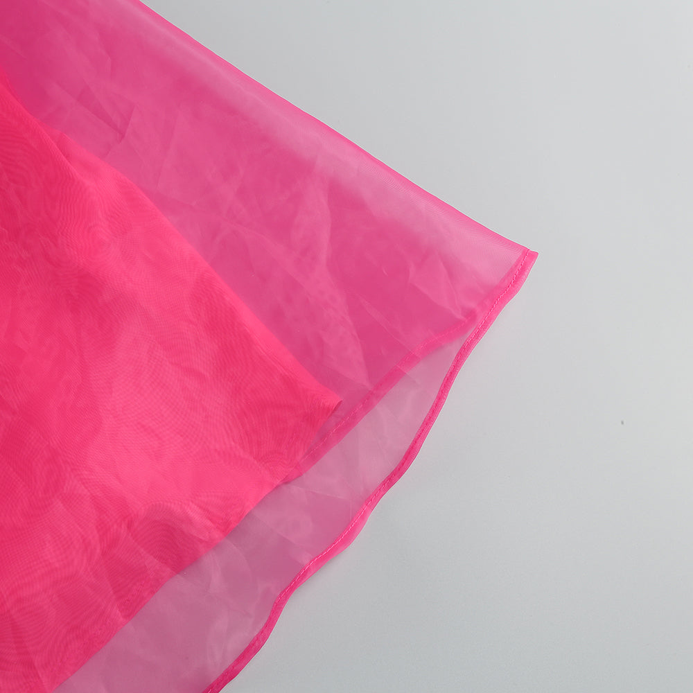 Halter Ruffle A Line Dress Hot Pink HV1344