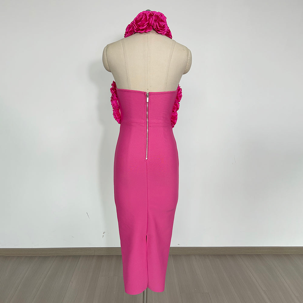 Halter Floral Midi Dress HV1996