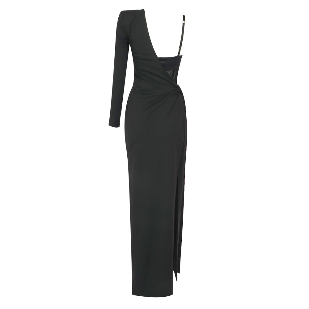 One Sleeve Bustier Maxi Dress Black HV9763
