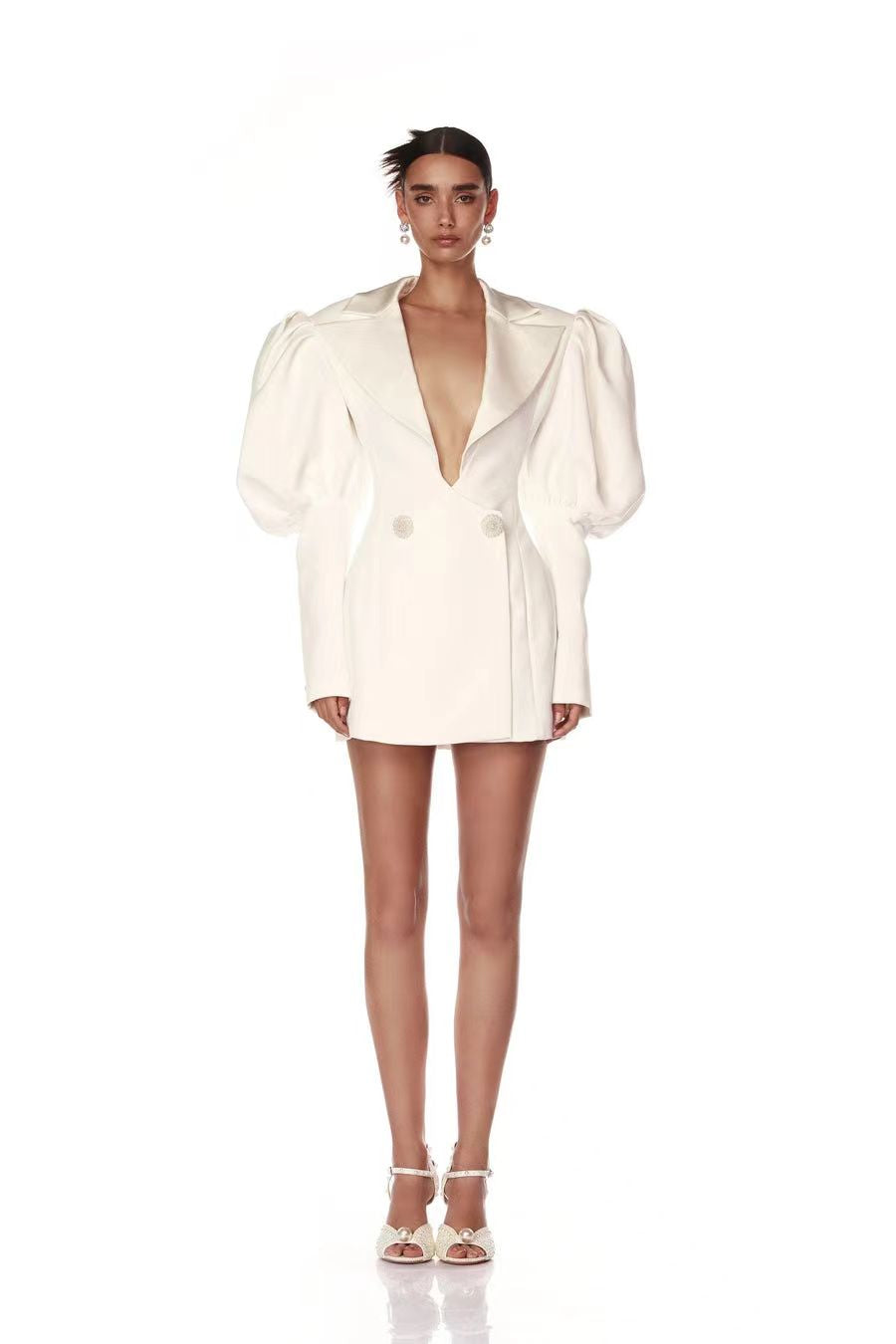 Puff Long Sleeve Blazer Dress White HV1477
