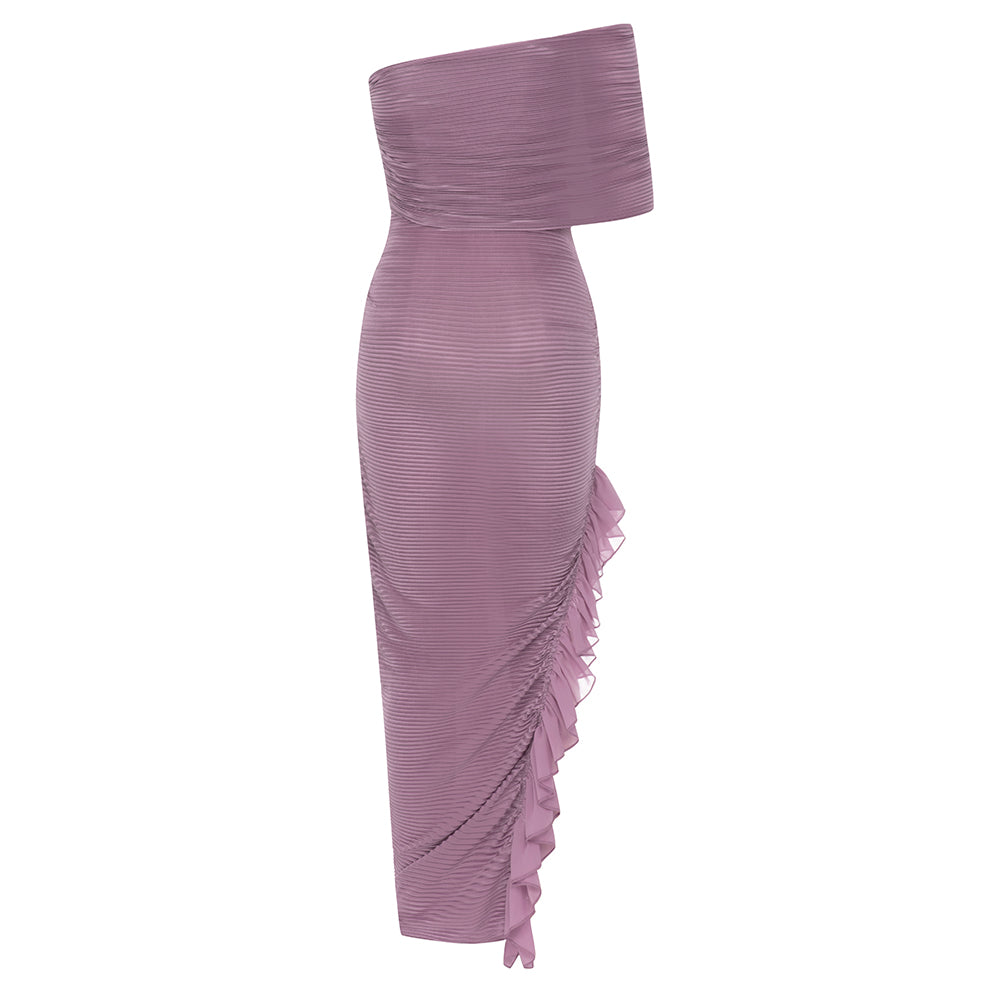 Off Shoulder Ruffle Maxi Dress HV9006