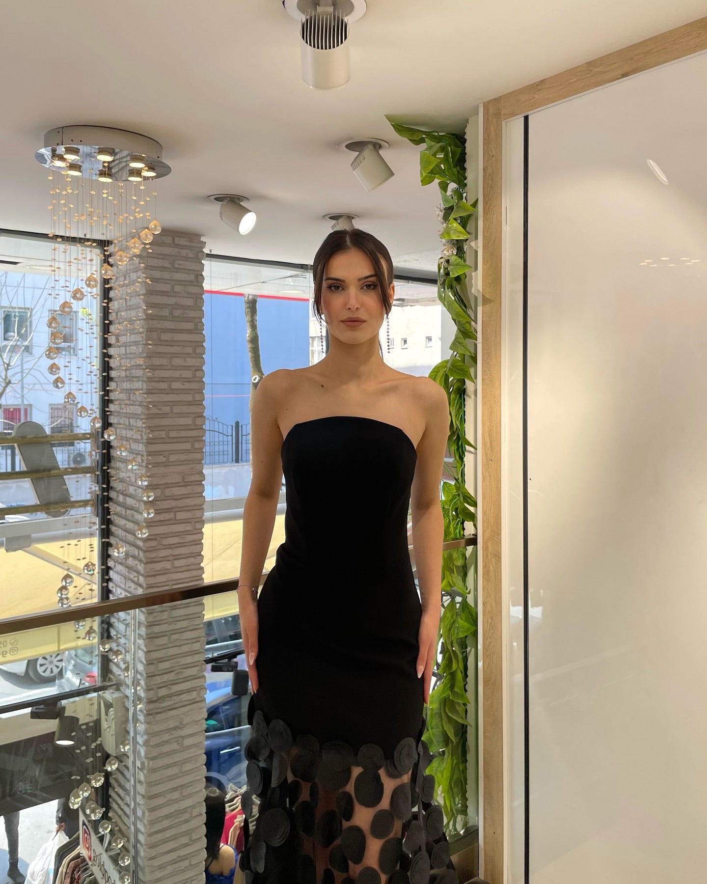 Strapless A Line Maxi Dress Black
