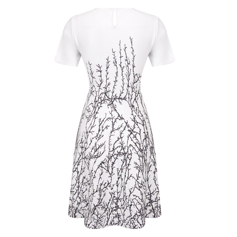 Short Sleeve A Line Dress White HV1576