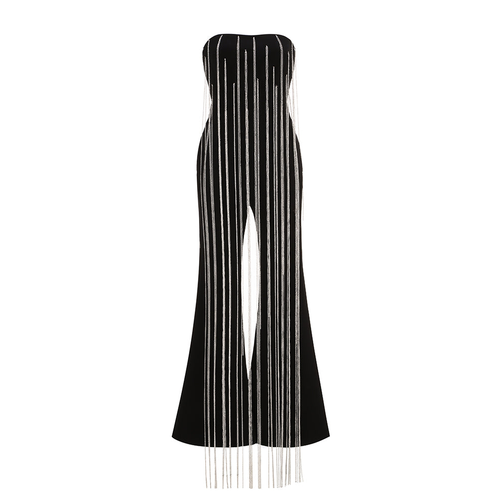Strapless Chain Detail Jumpsuit Black HV1680