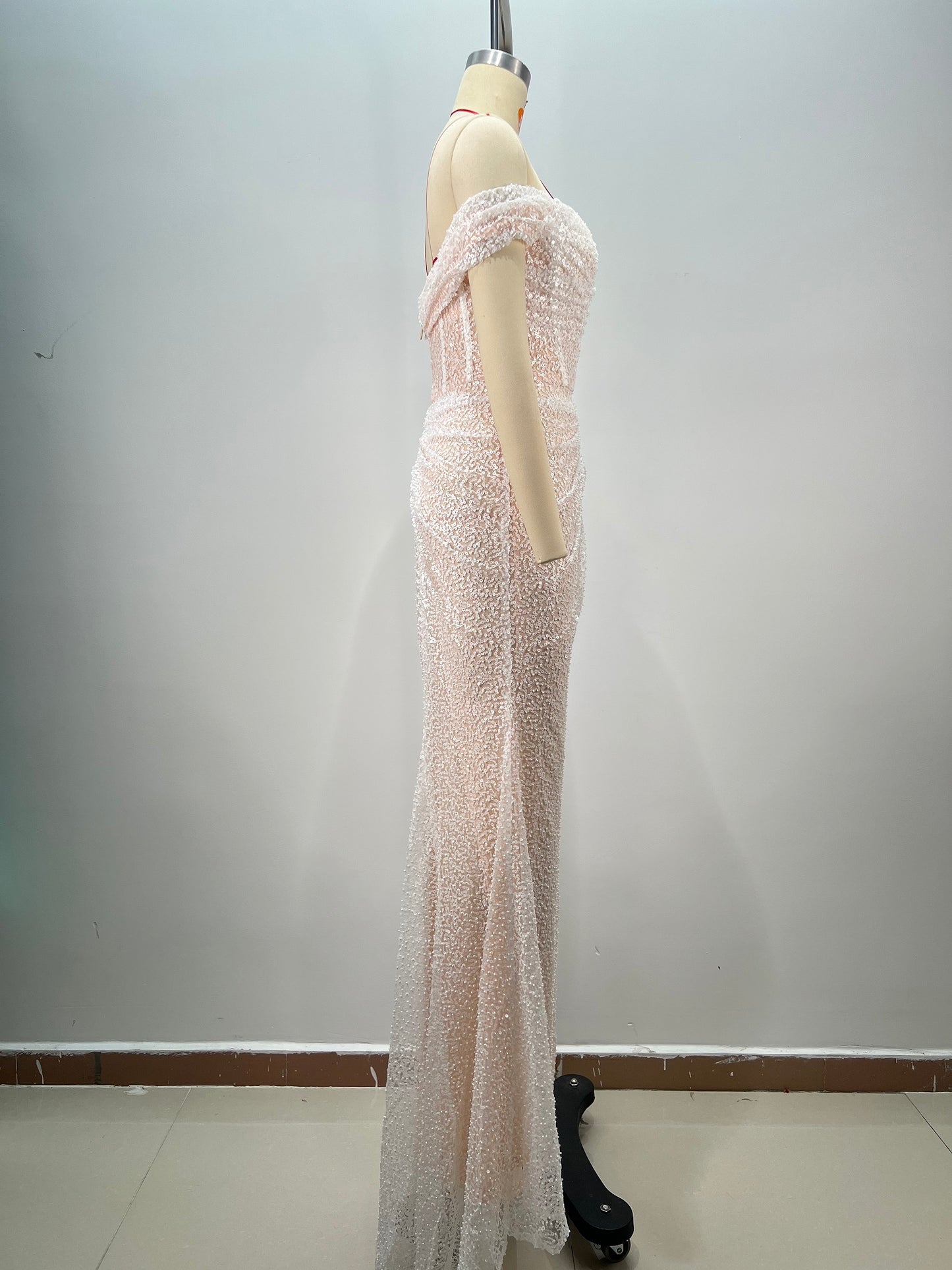 Bardot Sequin Draped Maxi Dress White HV1742