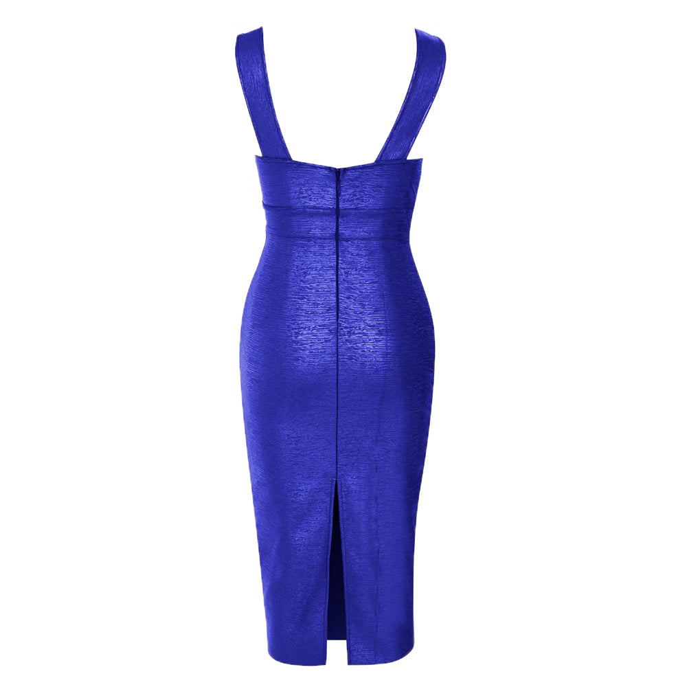 Mesh Insert Woodgrain Foil Print Midi Dress HV9838