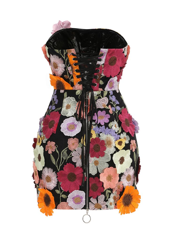 Strapless Floral Corset Dress