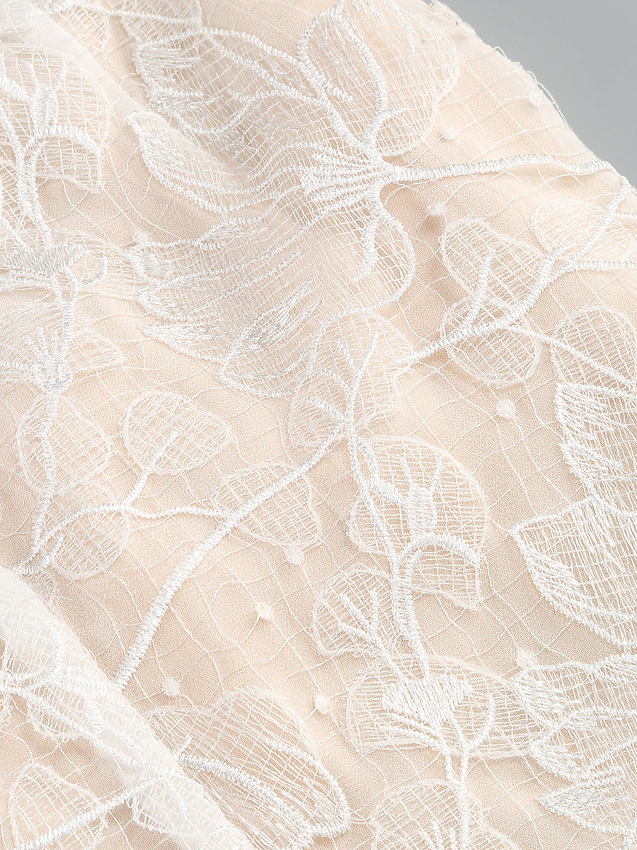 Strapless Lace Corset Two Piece Dress Ivory