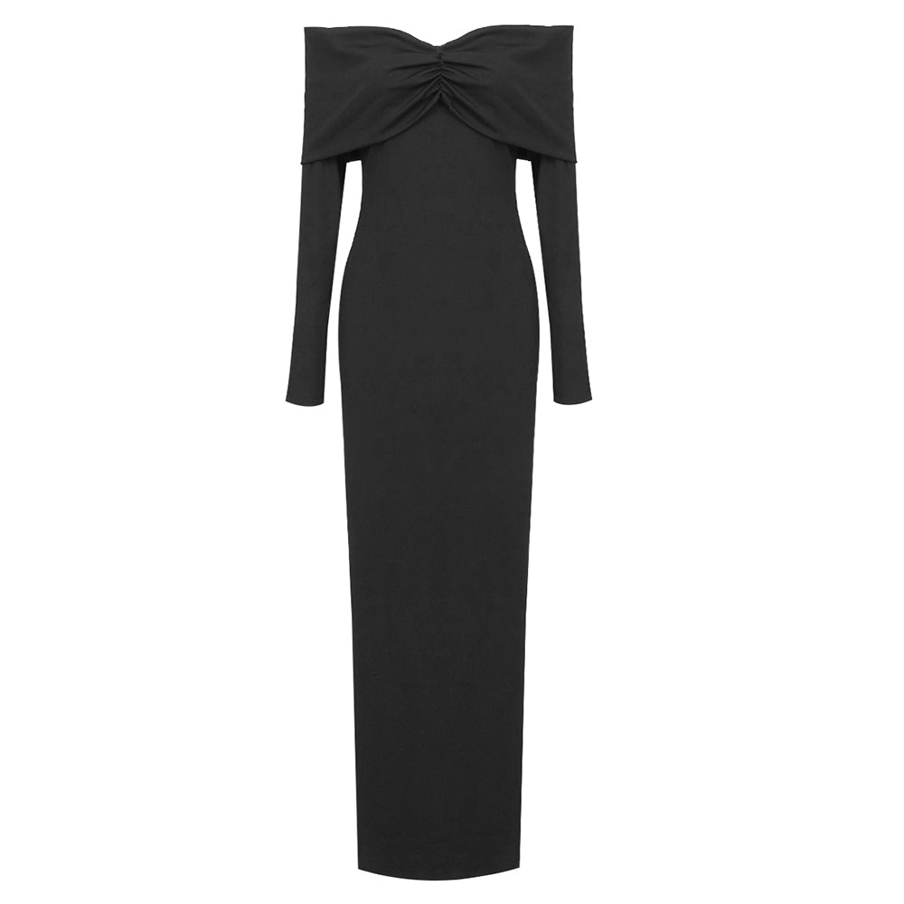 Long Sleeve Off The Shoulder Maxi Dress HV1060