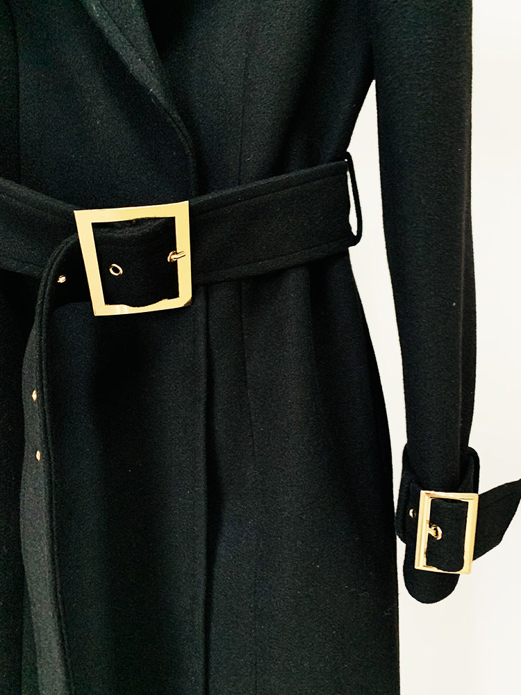 Long Sleeve Midi Coat Black