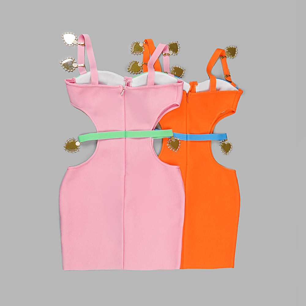 Heart Detail Bustier Dress Pink HV9051