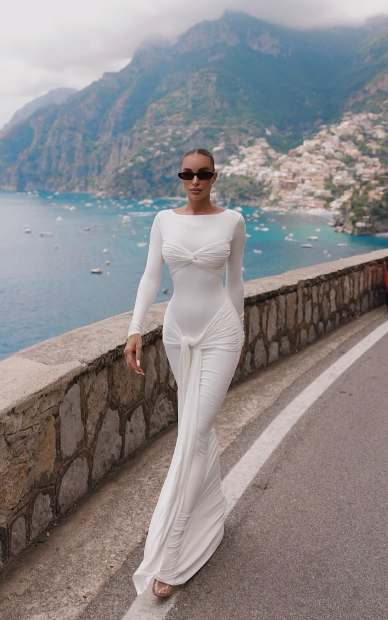 Long Sleeve Draped Detail Maxi Dress HV1767