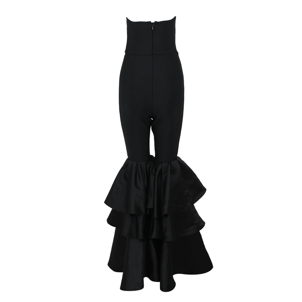 Strapless Ruffle Detail Jumpsuit Black HV9876