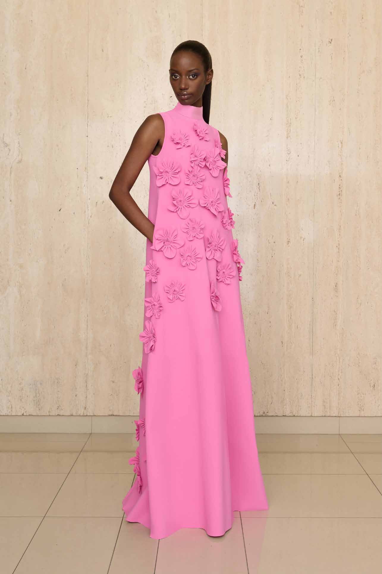Floral A Line Maxi Dress Hot Pink HV2035
