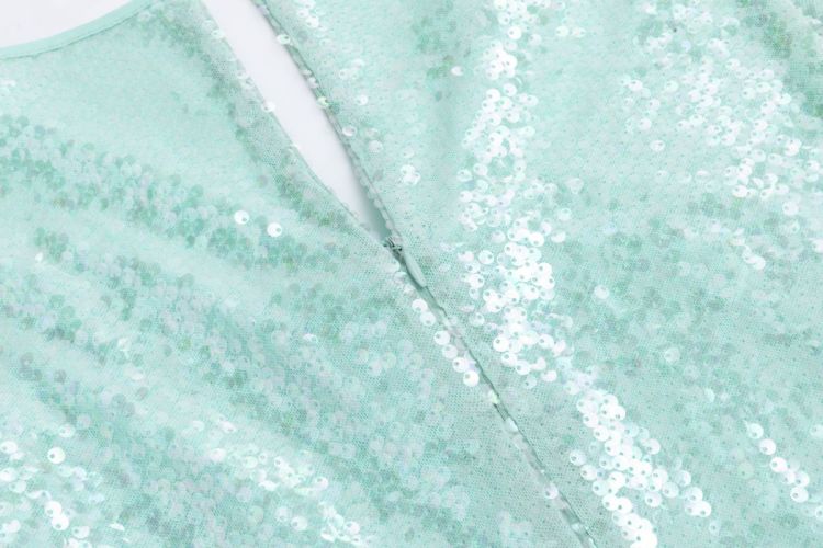Long Sleeve Sequin Maxi Dress Green