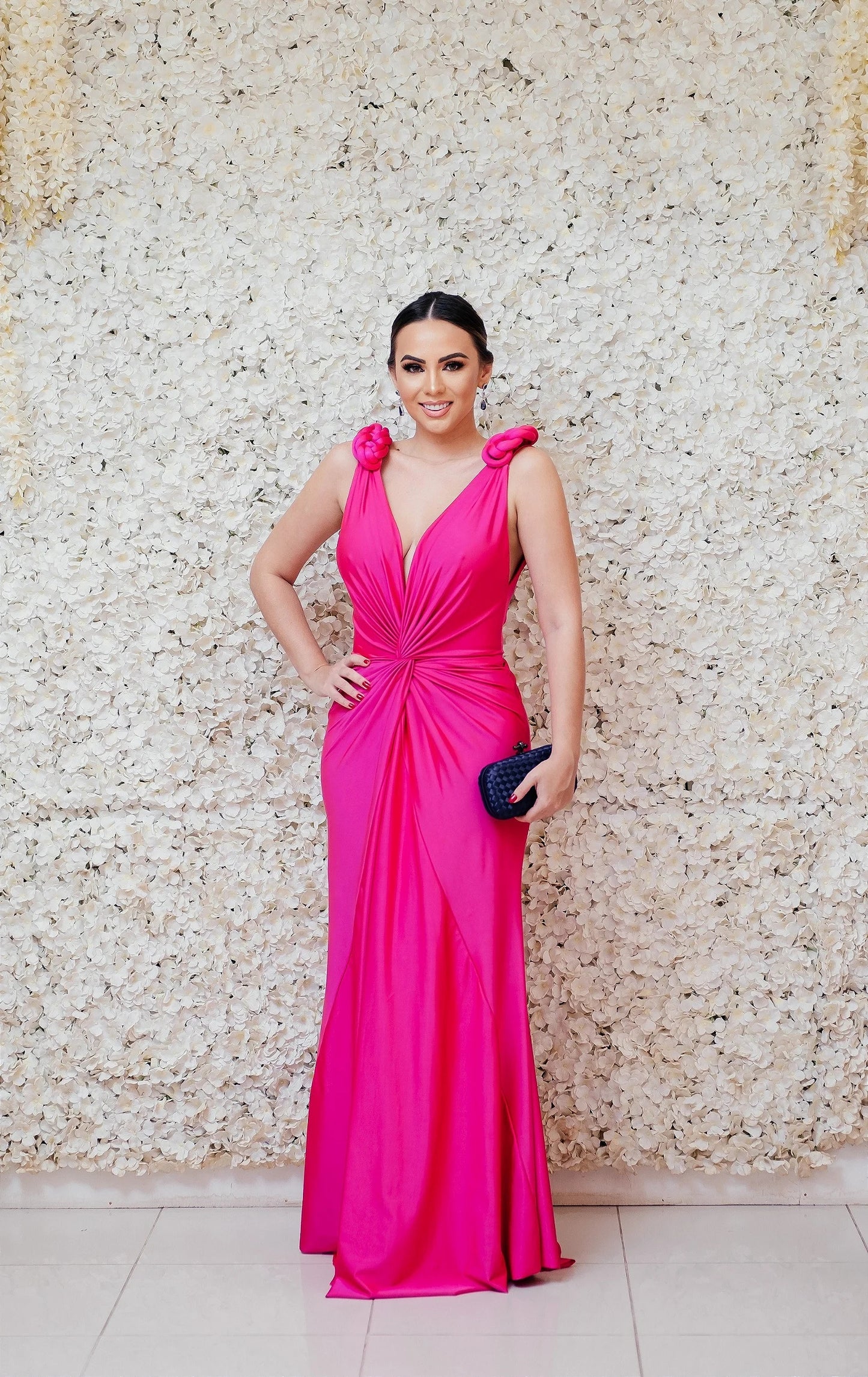Plunge V Neck Draped Maxi Dress Hot HV1503