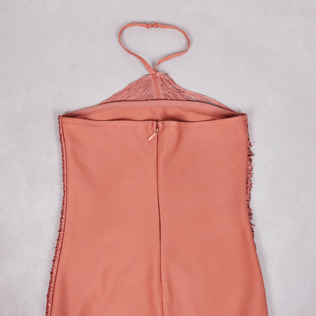 Halter Tassel Detail Maxi Dress Rust