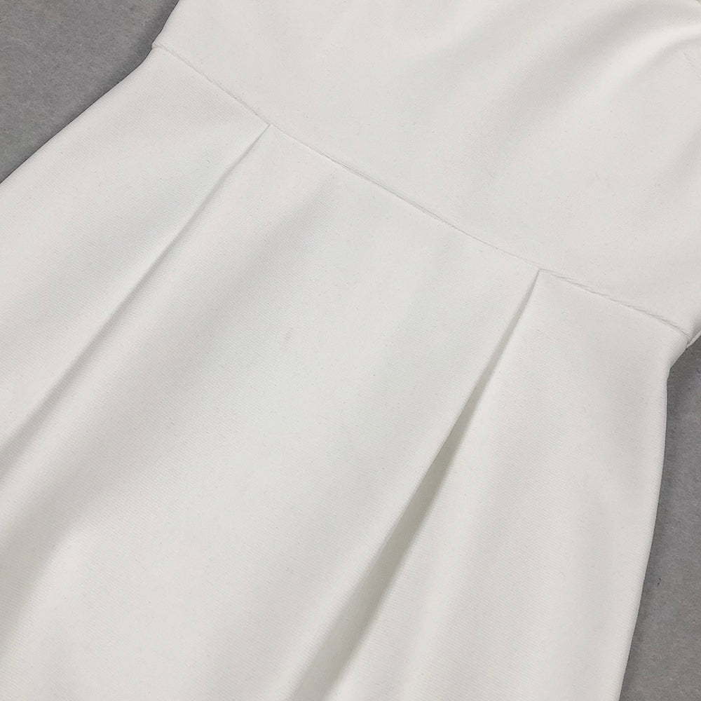 Long Sleeve Crystal A Line Dress White HV1295