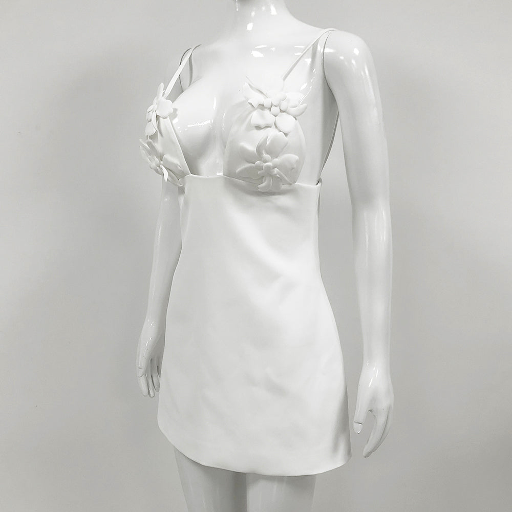 Floral Bustier A Line Dress White HV1355