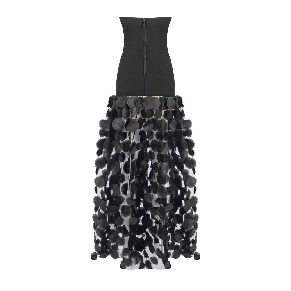 Strapless A Line Maxi Dress Black