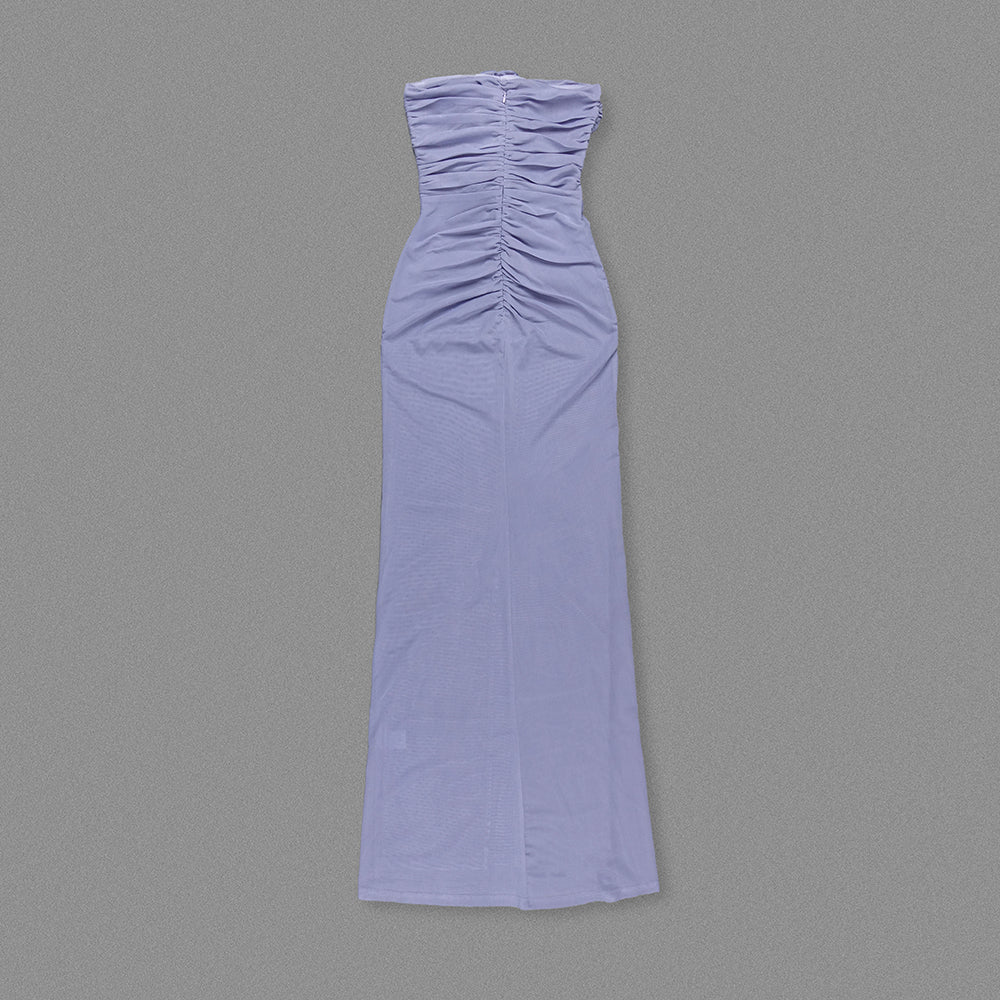 Strapless Floral Maxi Dress Purple HV1422