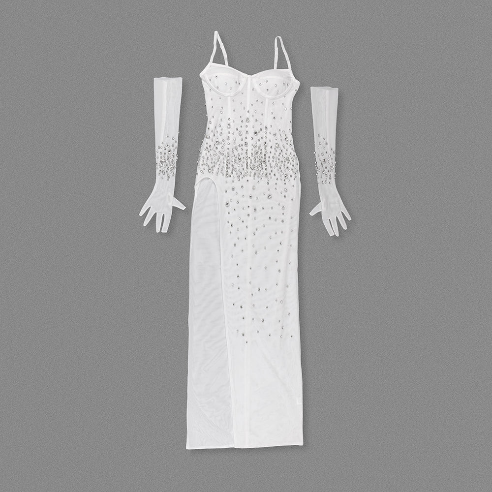 Crystal Bustier Maxi Dress White HV1319