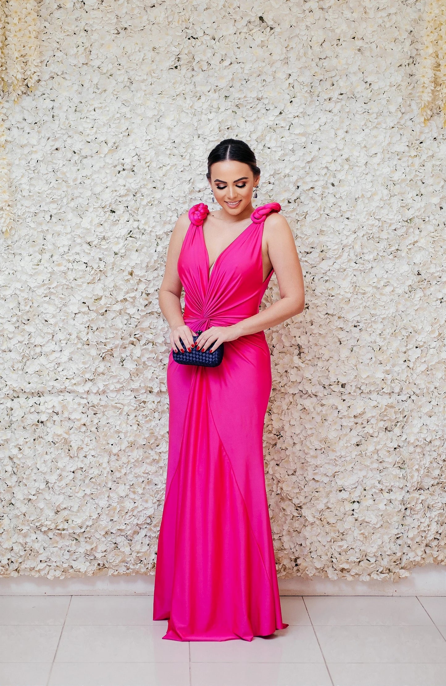Plunge V Neck Draped Maxi Dress Hot HV1503