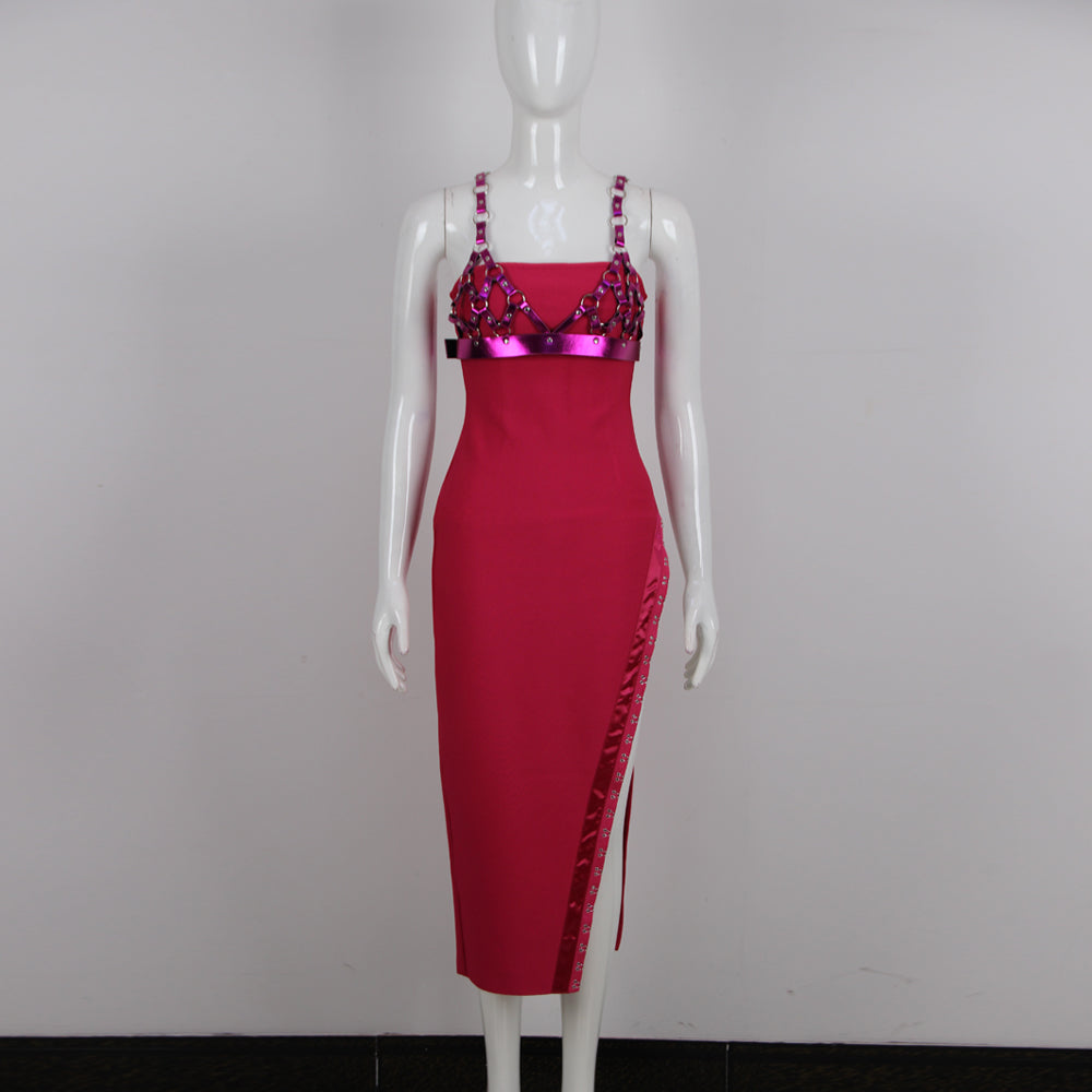 Leather Straps Midi Dress HV9546