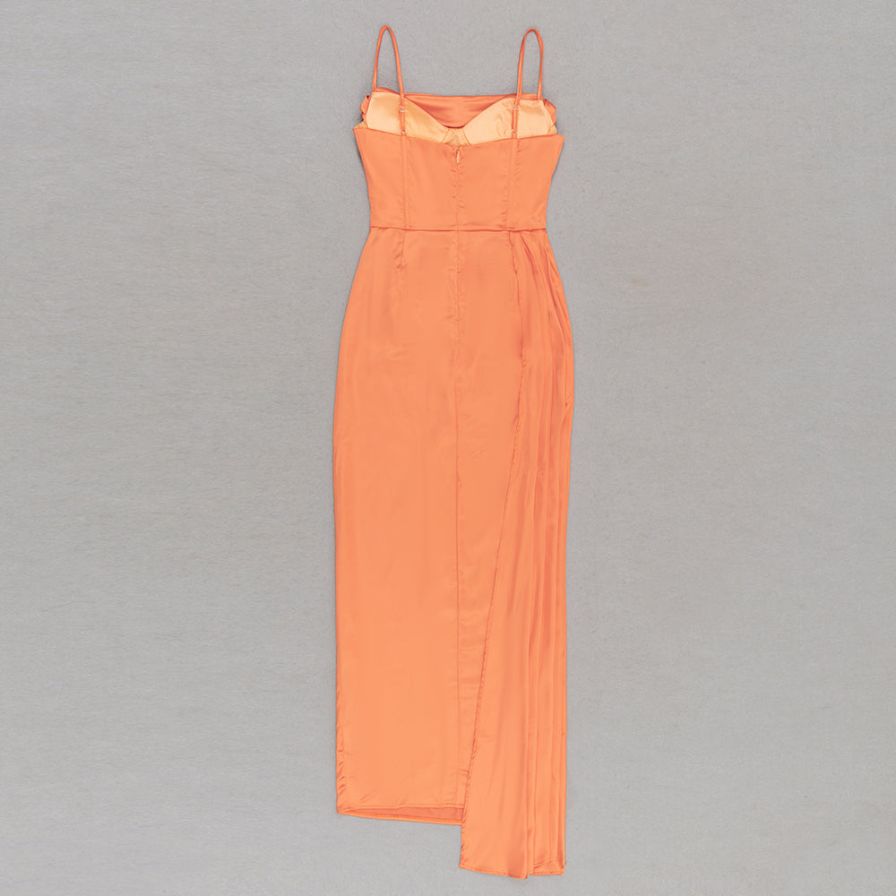 Draped Corset Maxi Dress Orange HV9438
