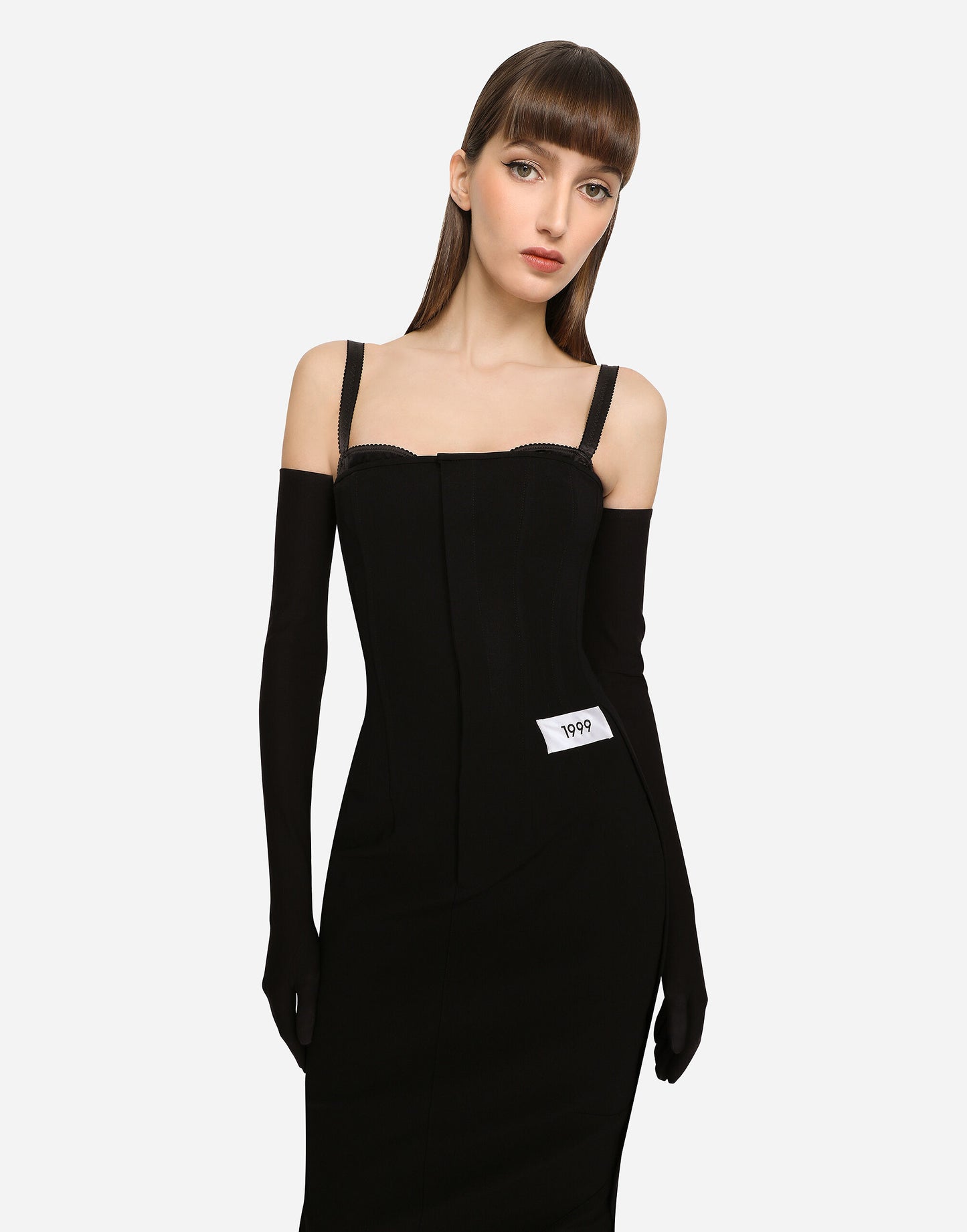 Strapless Gloves Maxi Dress Black HV1106