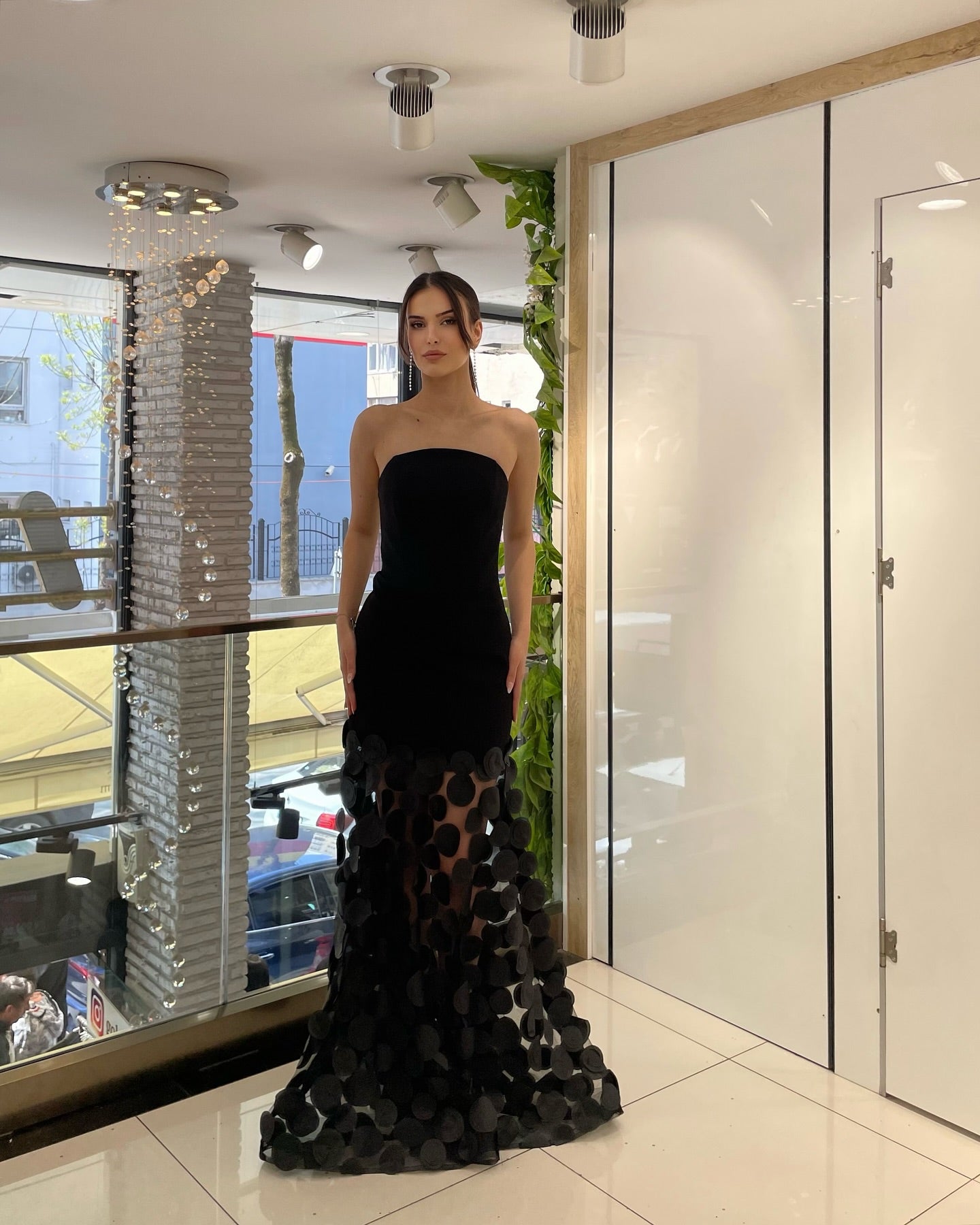 Strapless A Line Maxi Dress Black
