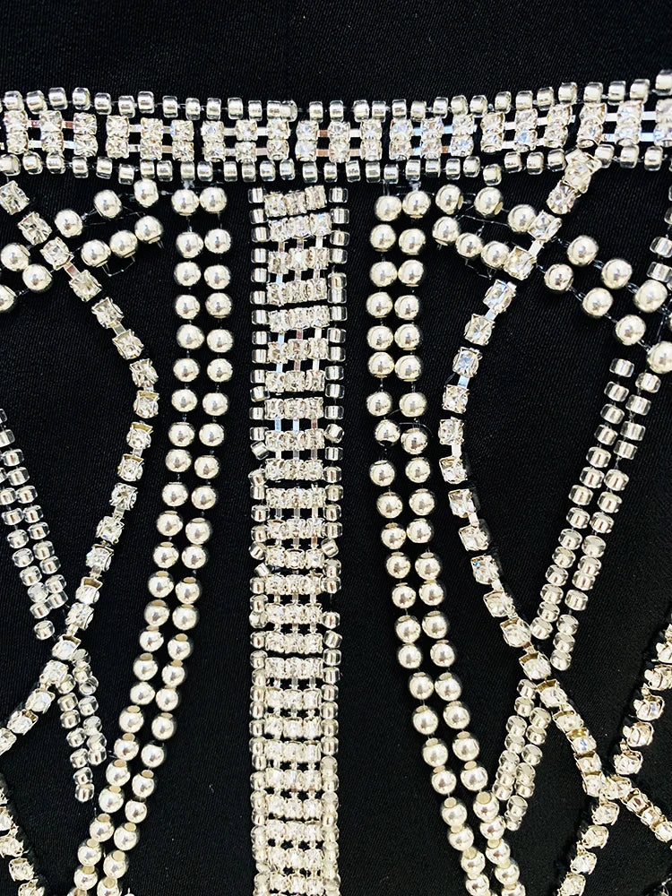 Long Sleeve Crystal Blazer Black