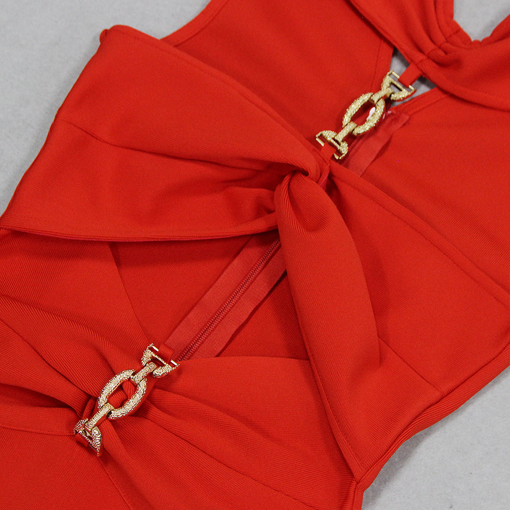 Halter Chain Detail Midi Dress HV1391