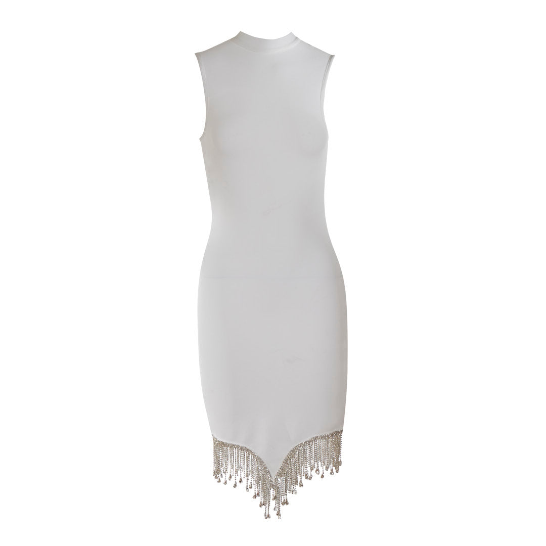 Crystal Hem Dress White HV3291