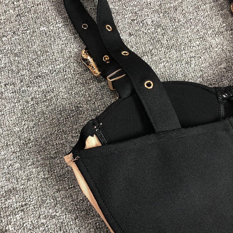 Bustier Buckle Detail Dress Black HV1662