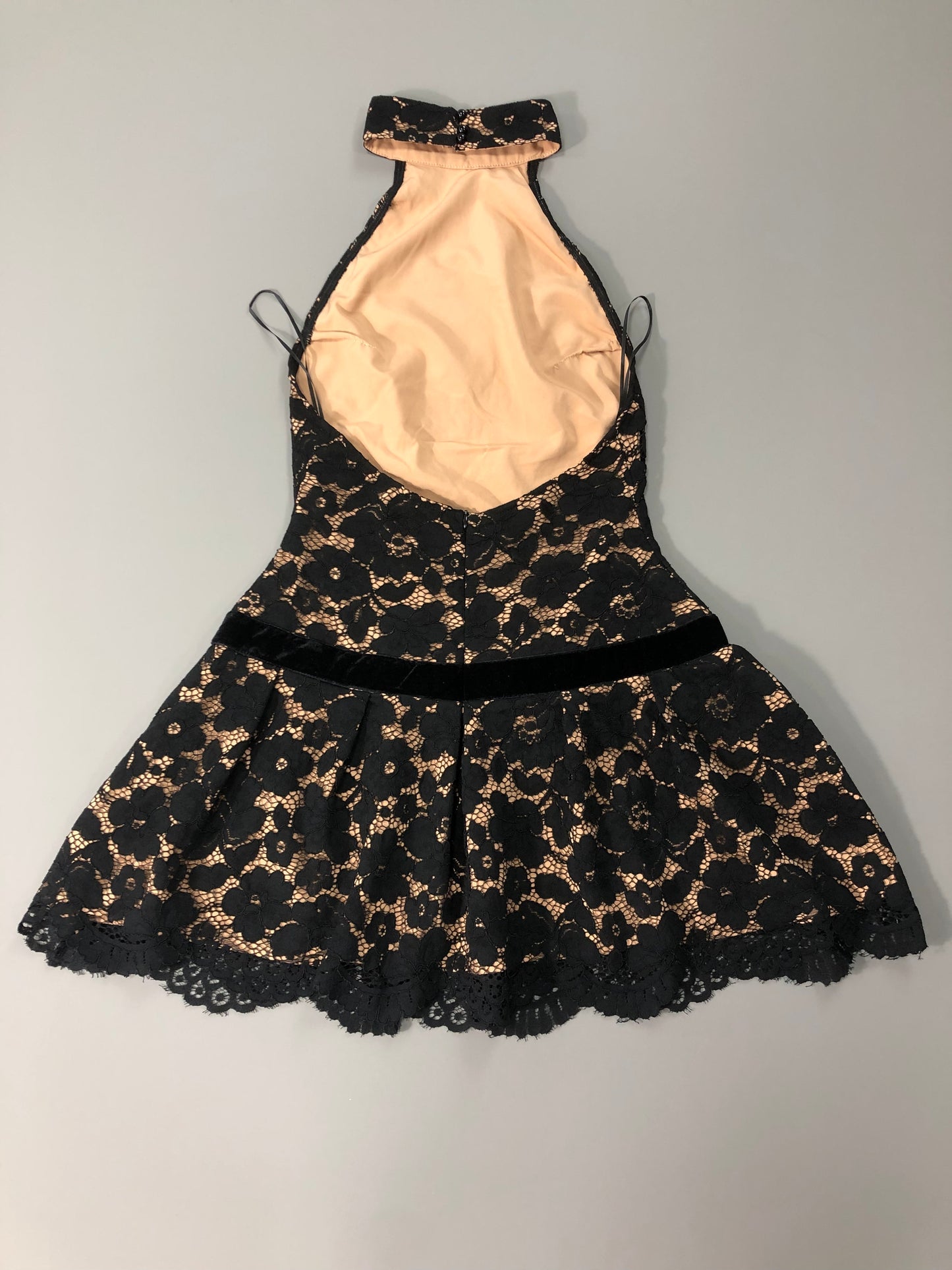 Halter Lace A Line Dress Black HV2840