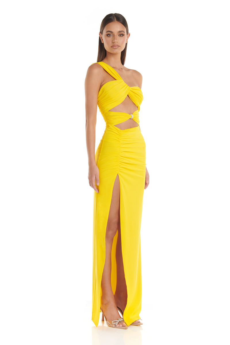 One Shoulder Maxi Dress Yellow HV9498