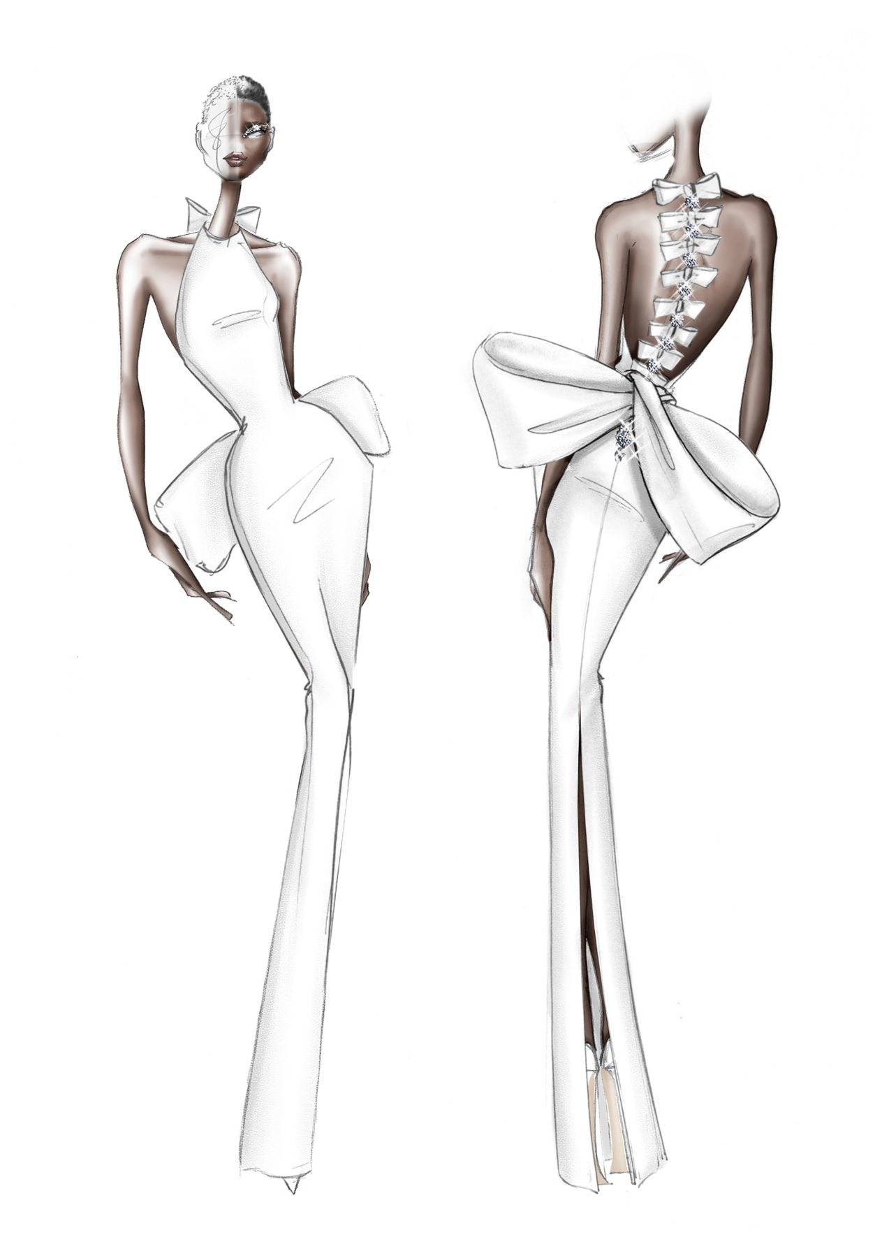 Halter Bow Detail Maxi Dress White HV1641