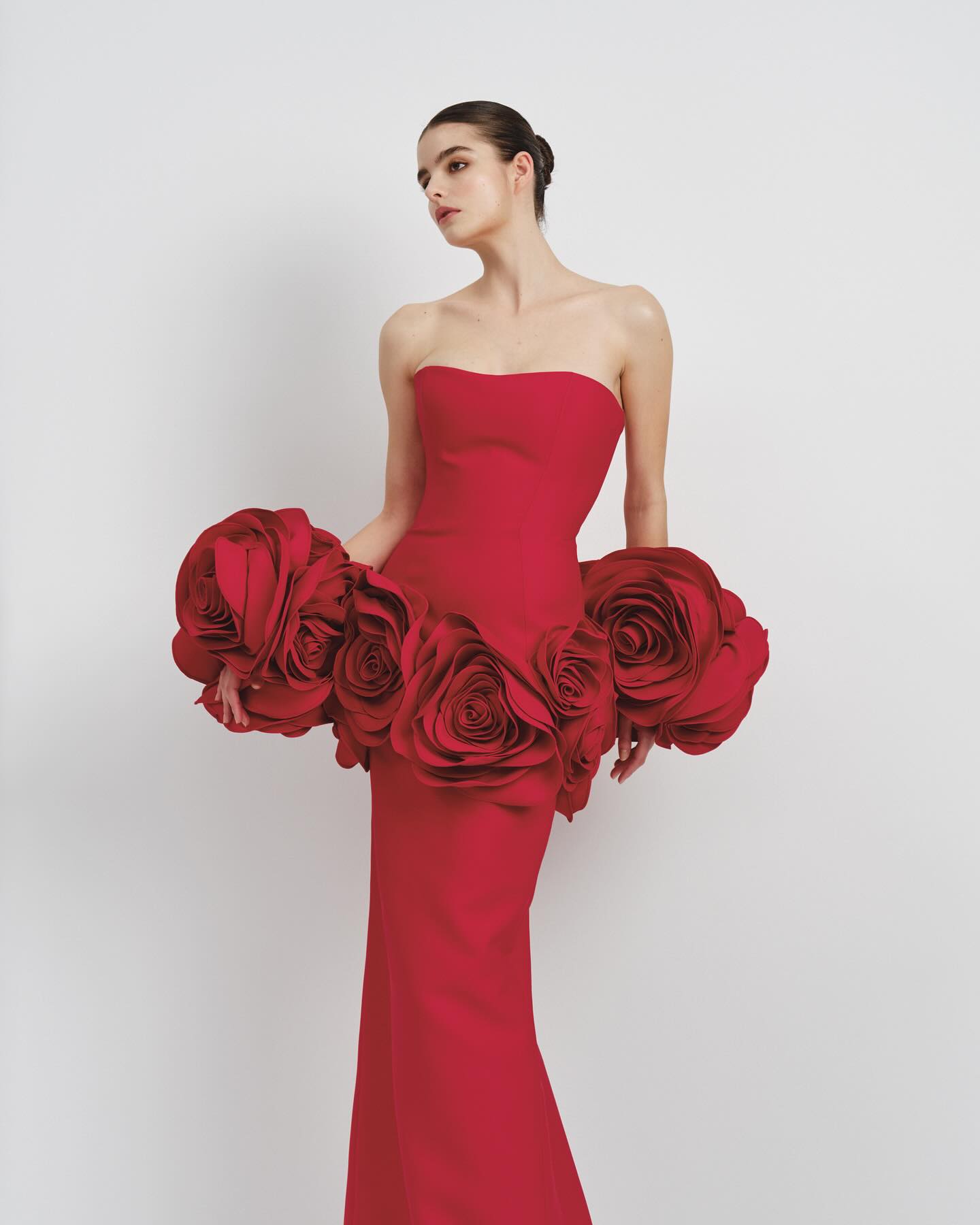 Strapless Floral Detail Maxi Dress