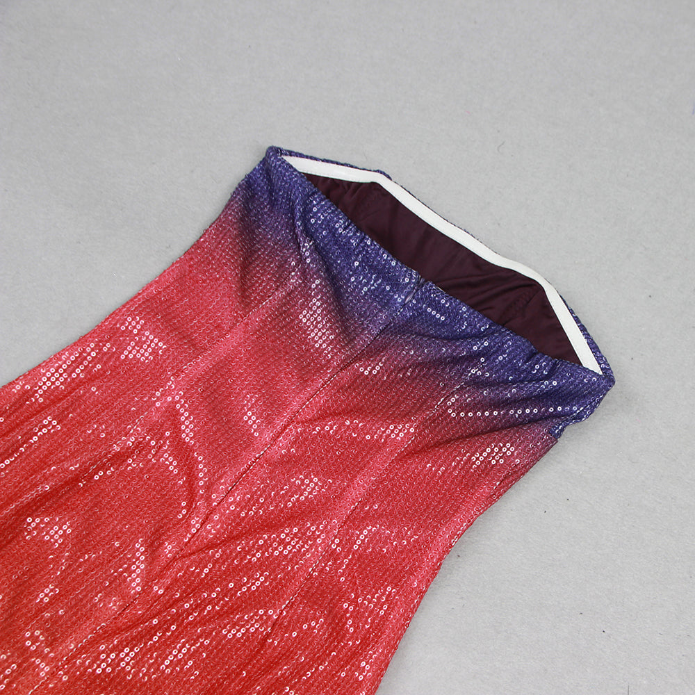 Strapless Sequin Midi Dress Rainbow HV9873