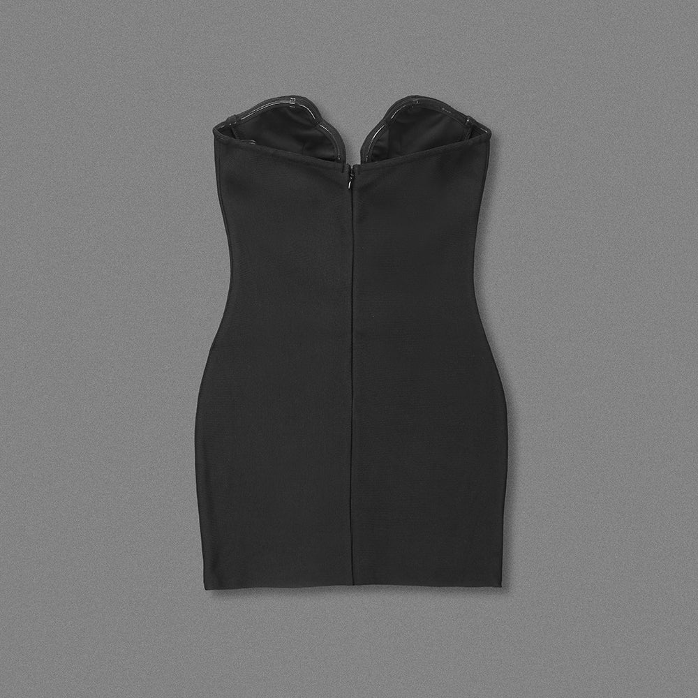 Strapless Scalloped Bustier Dress Black HV1509