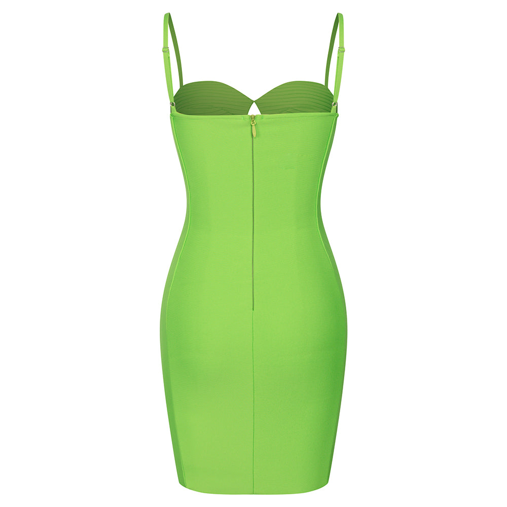Bustier Detail Ribbed Dress Green HV9413