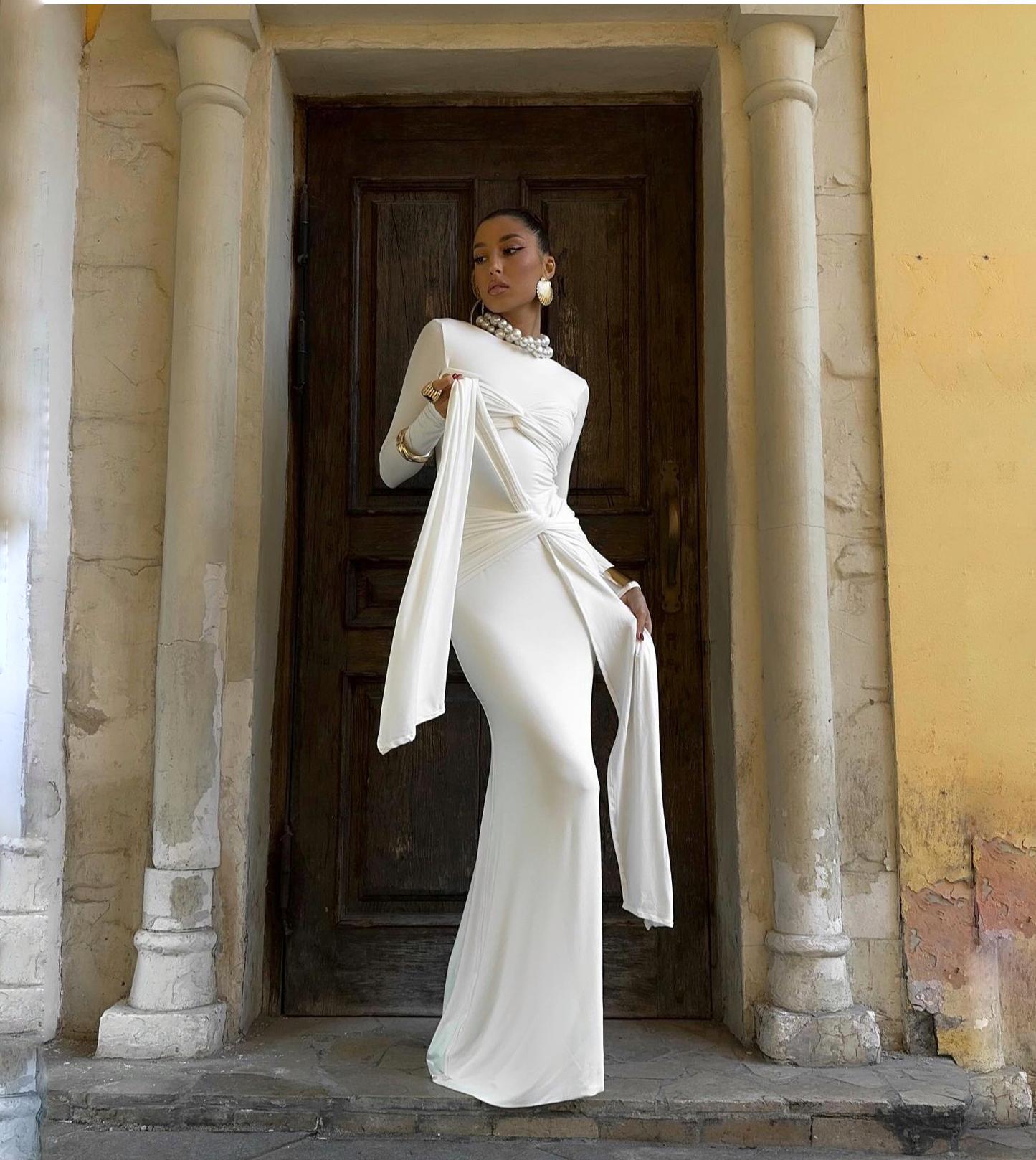 Long Sleeve Draped Detail Maxi Dress HV1767
